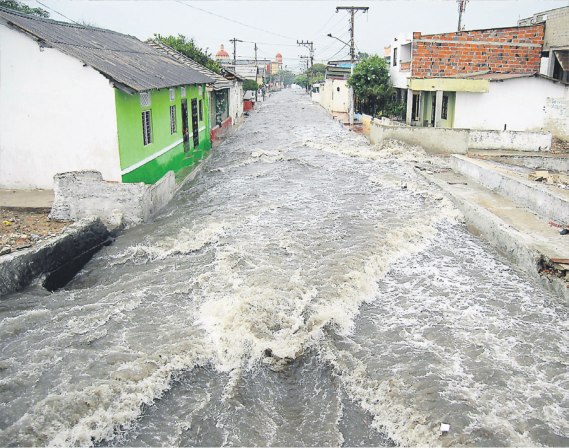 Un torrent de Barranquilla lors d'un orage tropical.